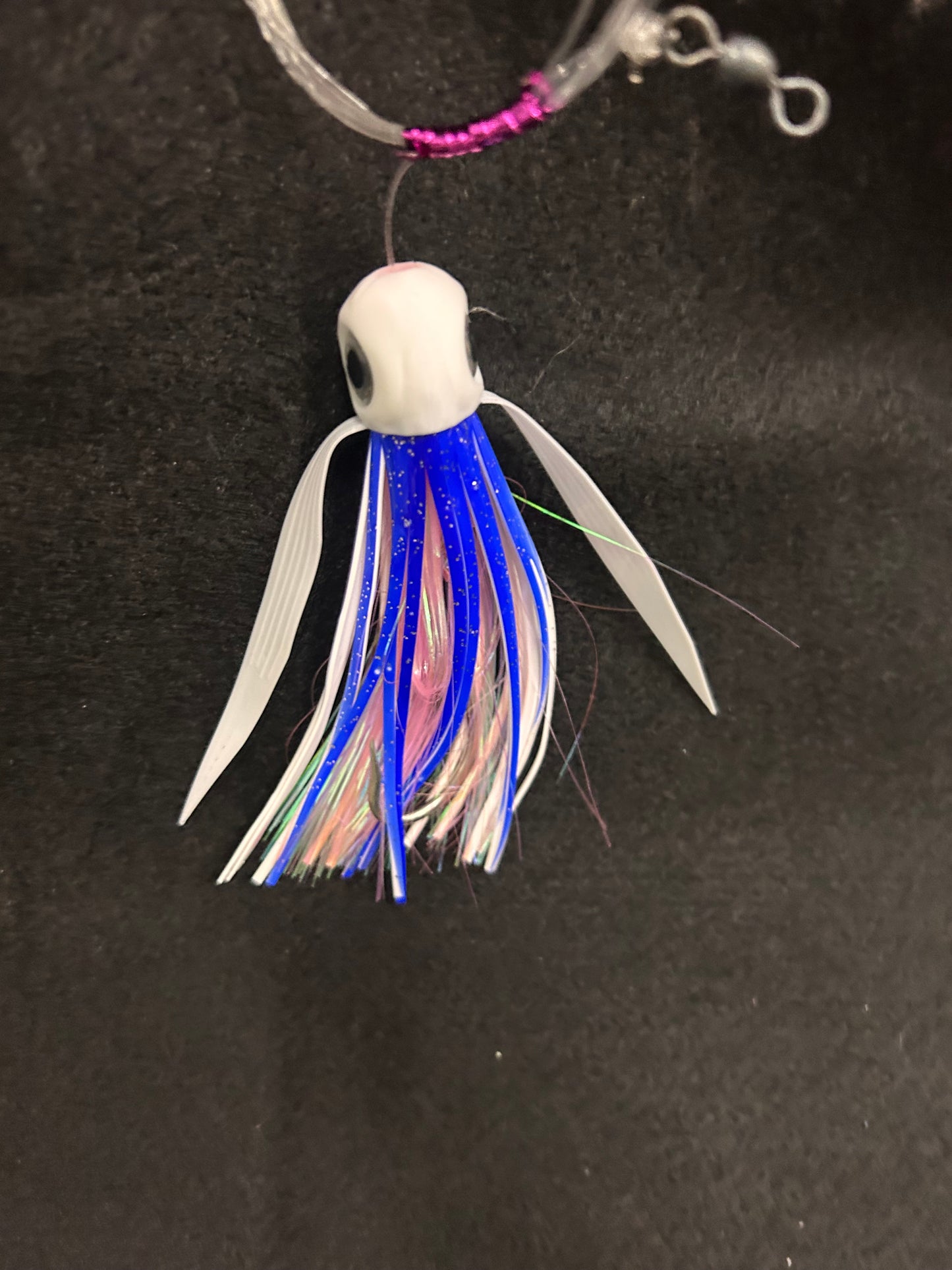 Medium *Rigged* White/Blue/Pink Lure