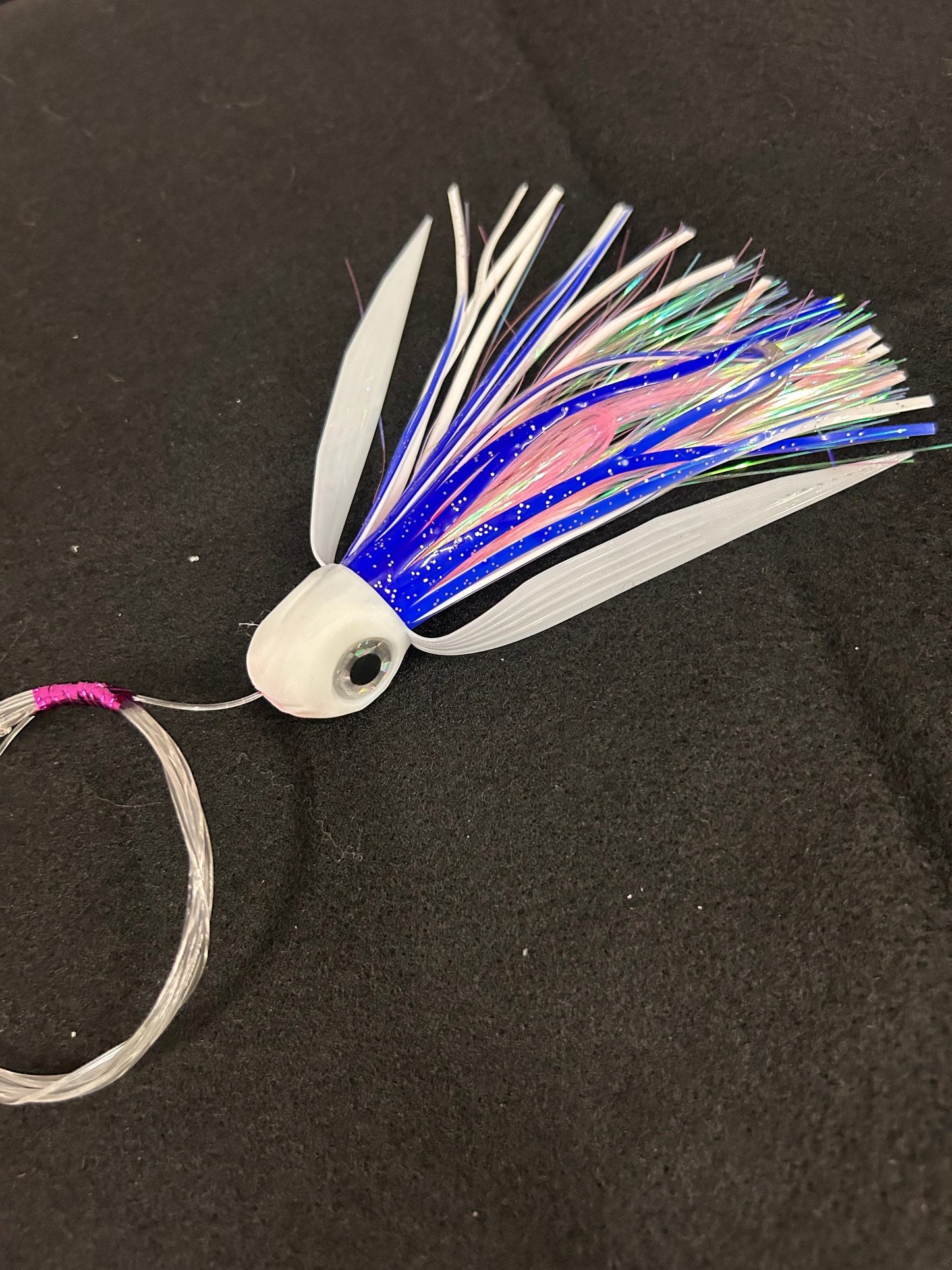 Medium *Rigged* White/Blue/Pink Lure